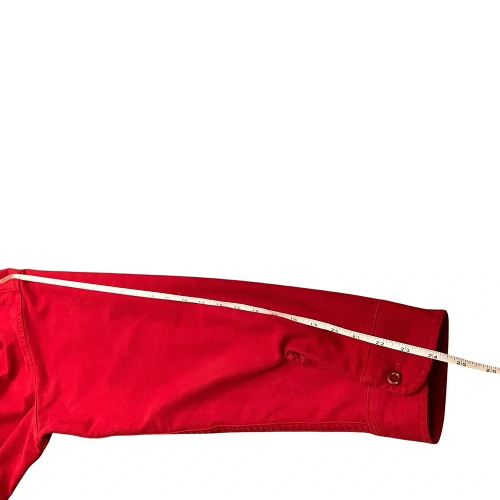 VTG Amana Woolen Mill Shirt Men Large Chamois Cotton Solid Red Long Sleeve - Picture 11 of 12